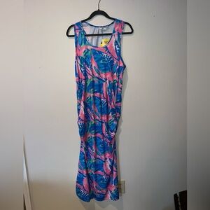 NWT Banana Boat XL Ruched Pink and Blue Dress Swim UPF 50+